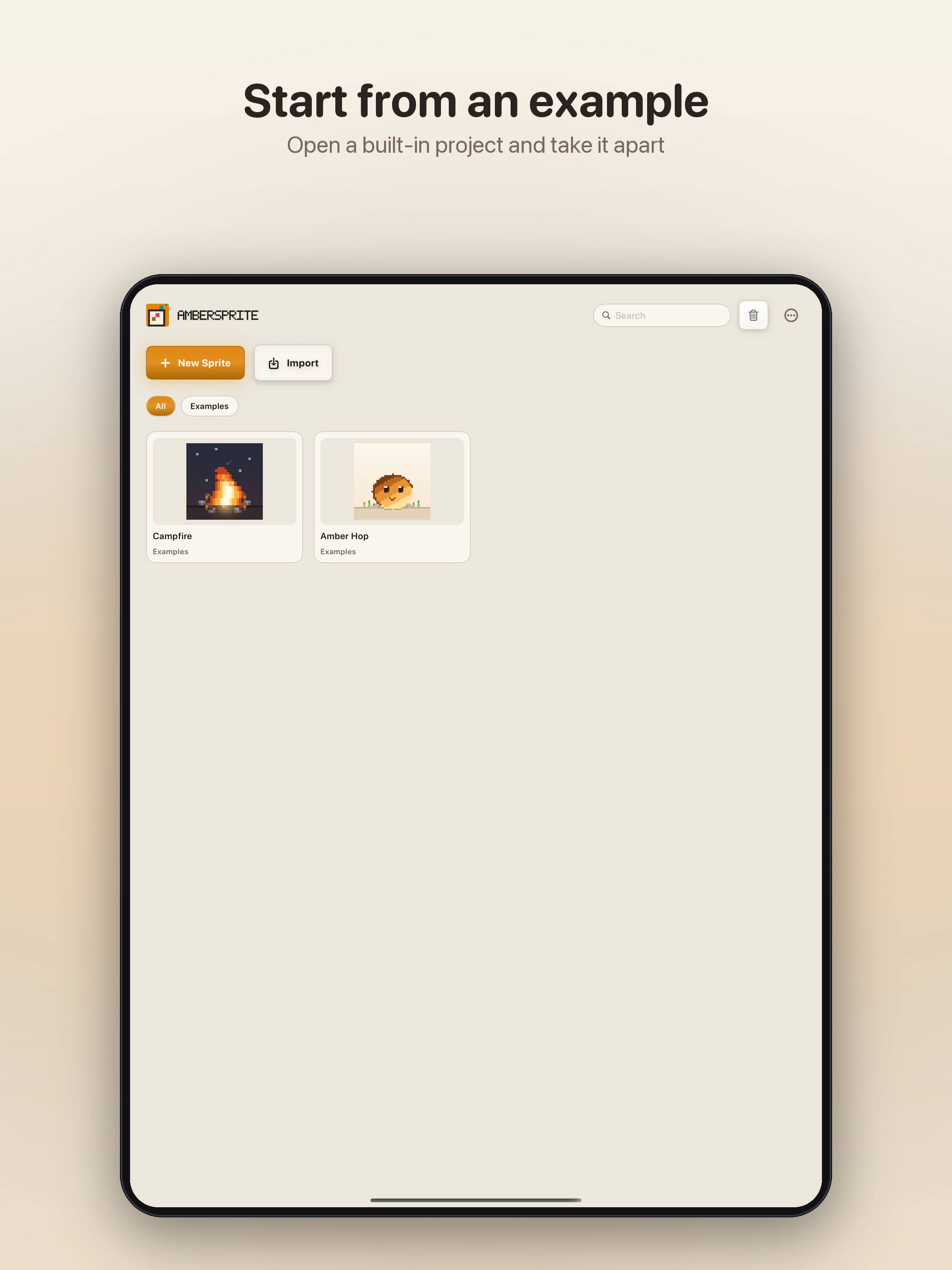 Ambersprite's built-in example gallery